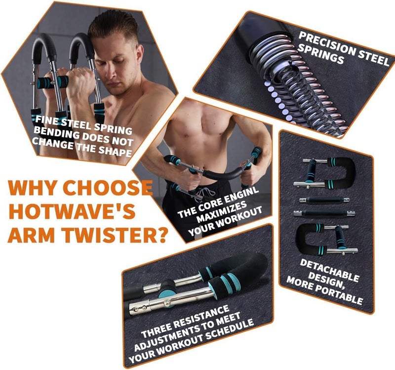 Hot Wave Twister Arm Trainer, Chest Workout Equipment Exerciser for Men, Adjustable Arm and Chest Twister Trainer for Women - Portable Home Strength Training Fitness Equipment for Upper Body Muscle - Image 5